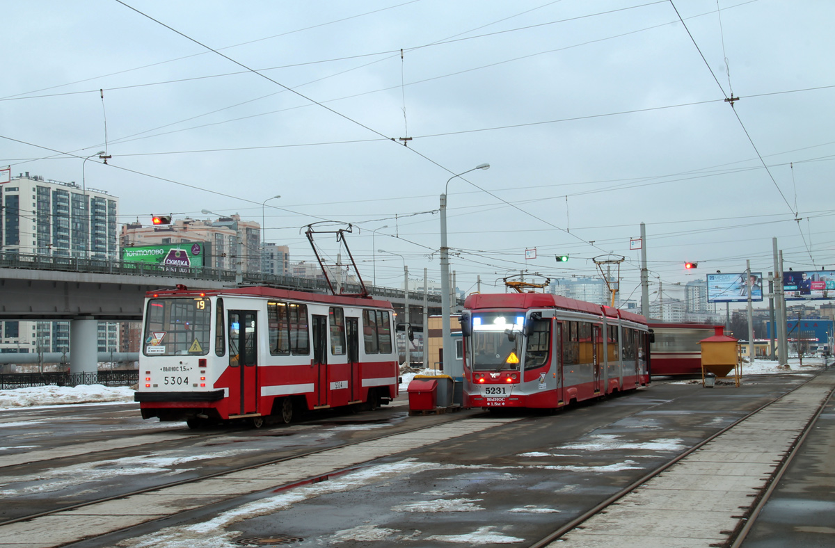 Санкт-Петербург, 71-134К (ЛМ-99К) № 5304; Санкт-Петербург, 71-631-02.02 № 5231; Санкт-Петербург — Конечные станции и разворотные кольца