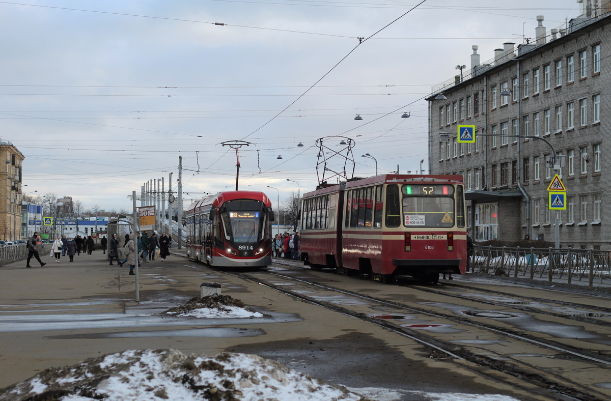Санкт-Петербург, 71-931М «Витязь-М» № 8914; Санкт-Петербург, 71-147К (ЛВС-97К) № 8108; Санкт-Петербург — Трамвайные линии и инфраструктура