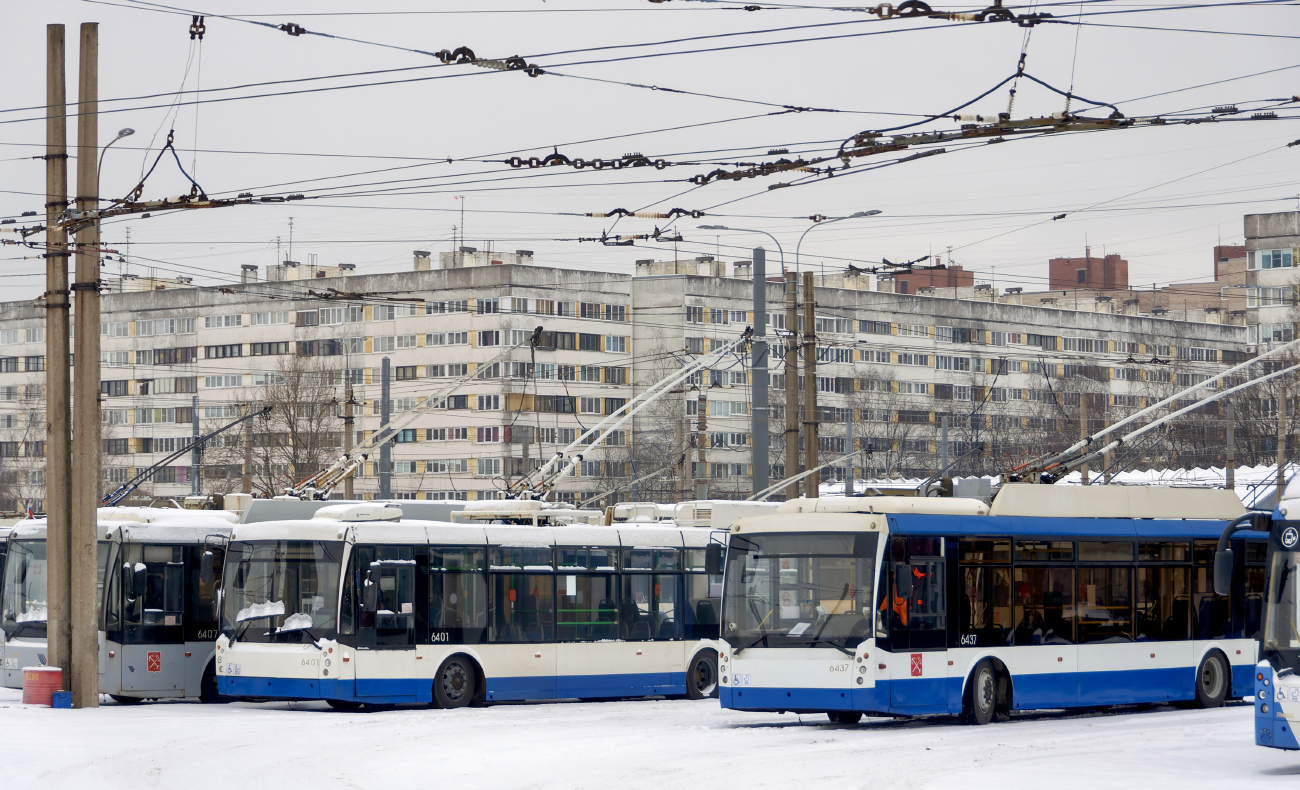 Санкт-Петербург, Тролза-5265.00 «Мегаполис» № 6401; Санкт-Петербург, Тролза-5265.00 «Мегаполис» № 6437; Санкт-Петербург — Троллейбусные парки