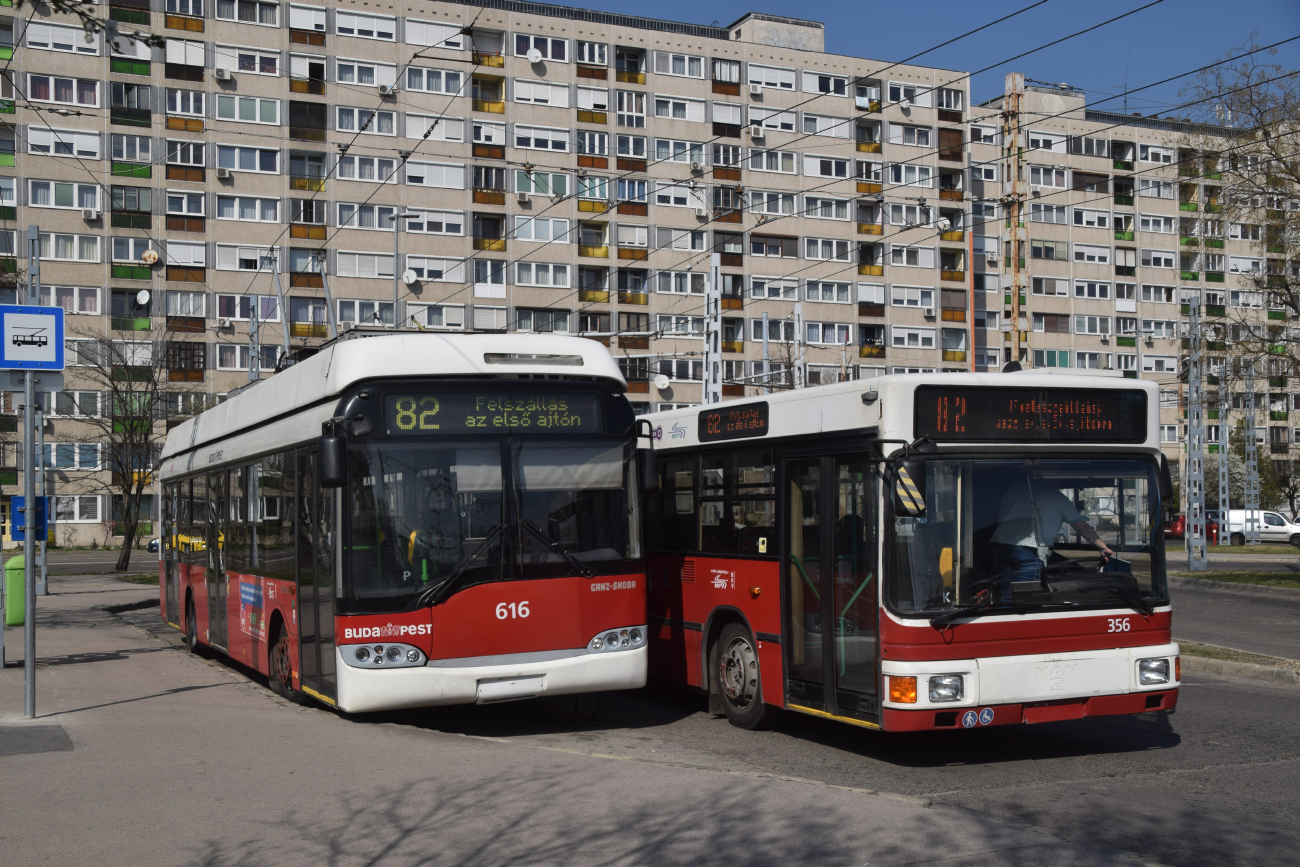 Будапешт, Solaris Trollino II 12 Ganz-Škoda B № 616; Будапешт, Gräf & Stift J09 NGE152 № 356