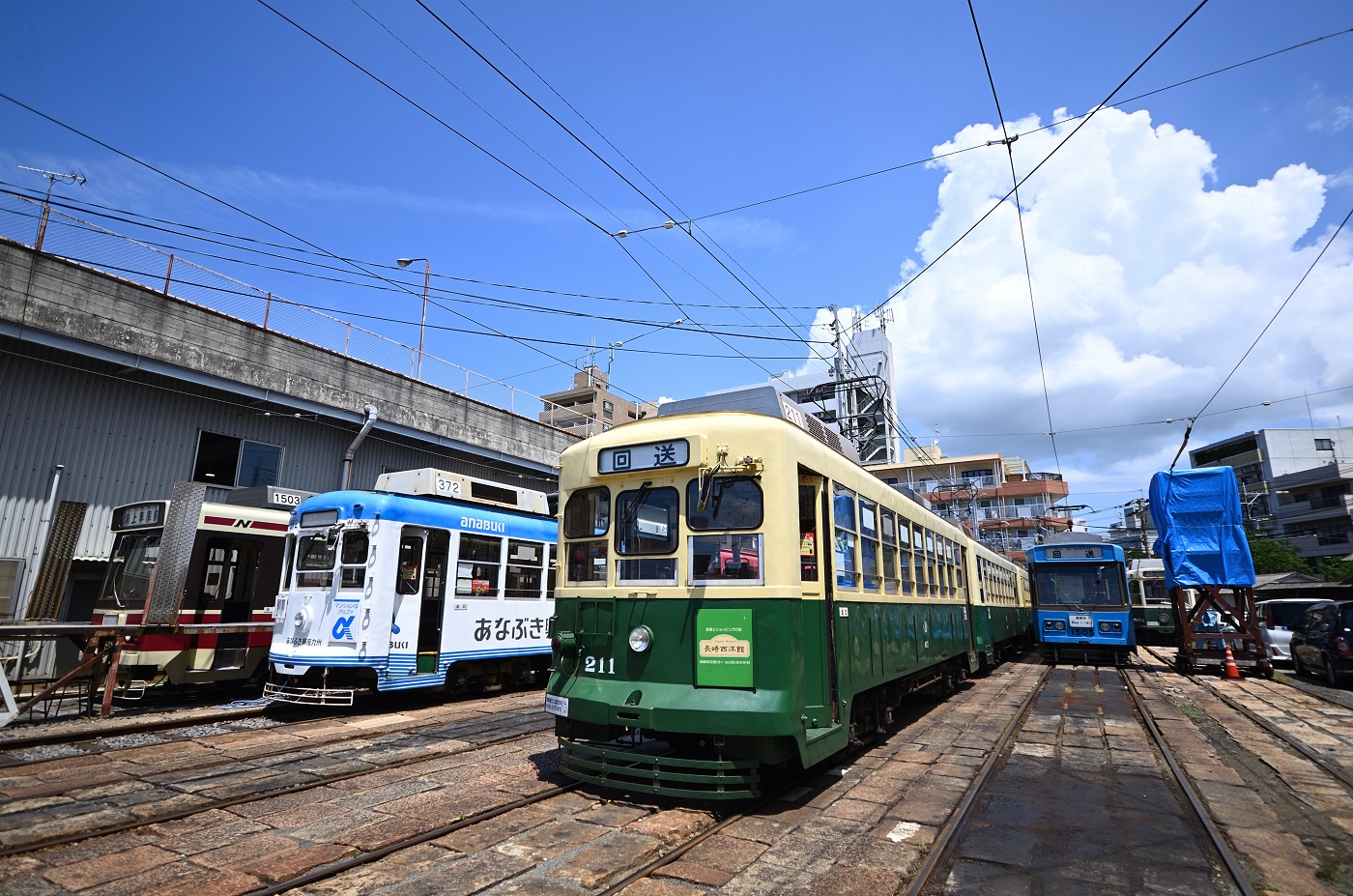 Нагасаки, Hitachi № 211; Нагасаки, Nippon Sharyō № 372; Нагасаки, Alna Kōki № 1503; Нагасаки, Nagasaki Urakami № 1505; Нагасаки — Трамвайное депо Urakami