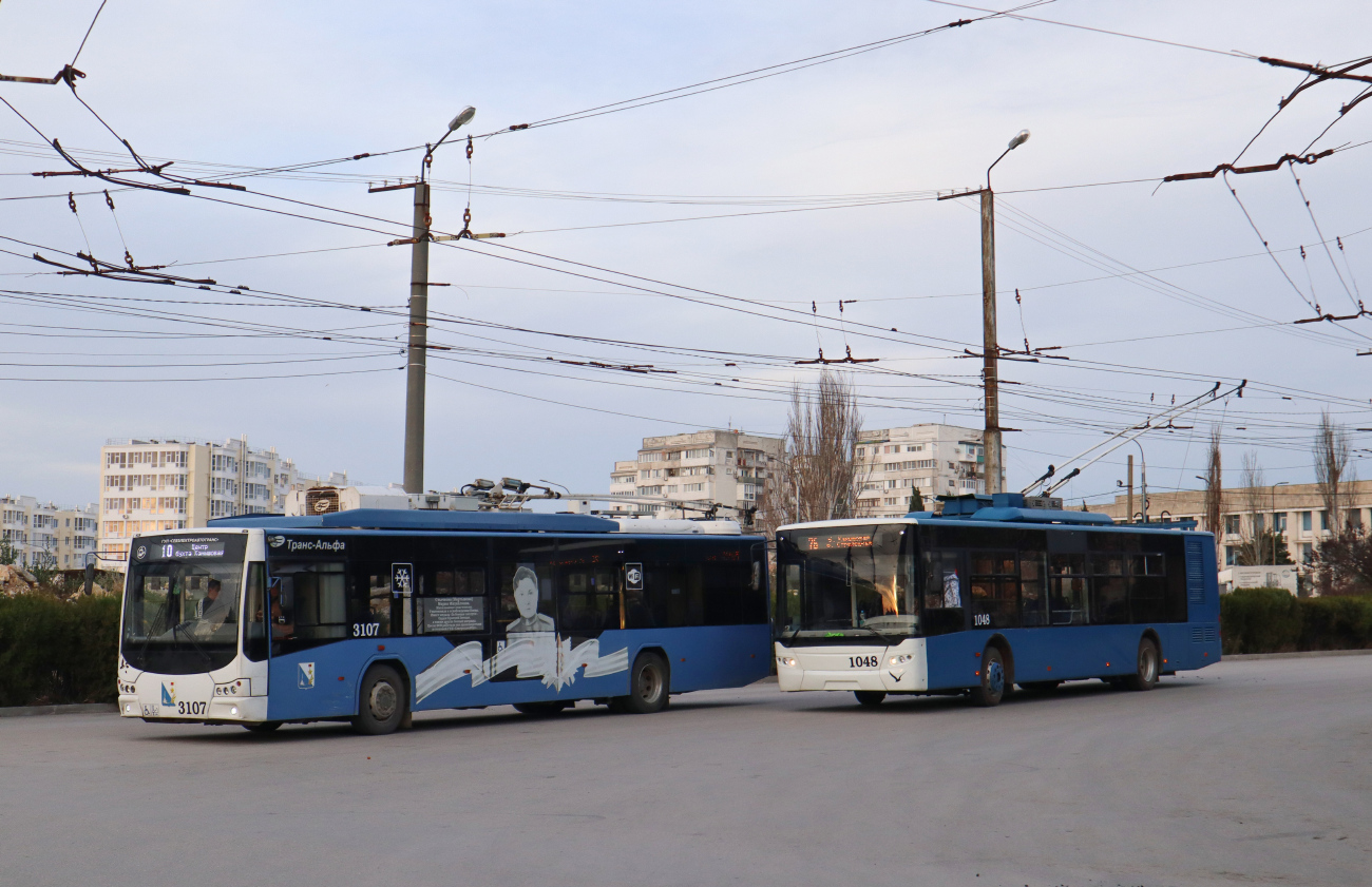 Севастополь, ВМЗ-5298.01 «Авангард» № 3107; Севастополь, ЛАЗ E183A1 № 1048