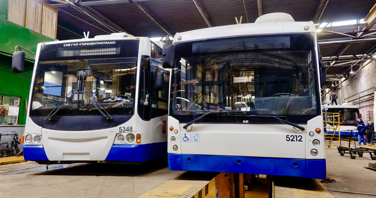 Санкт-Петербург, ВМЗ-5298.01 «Авангард» № 5348; Санкт-Петербург, Тролза-5265.00 «Мегаполис» № 5212