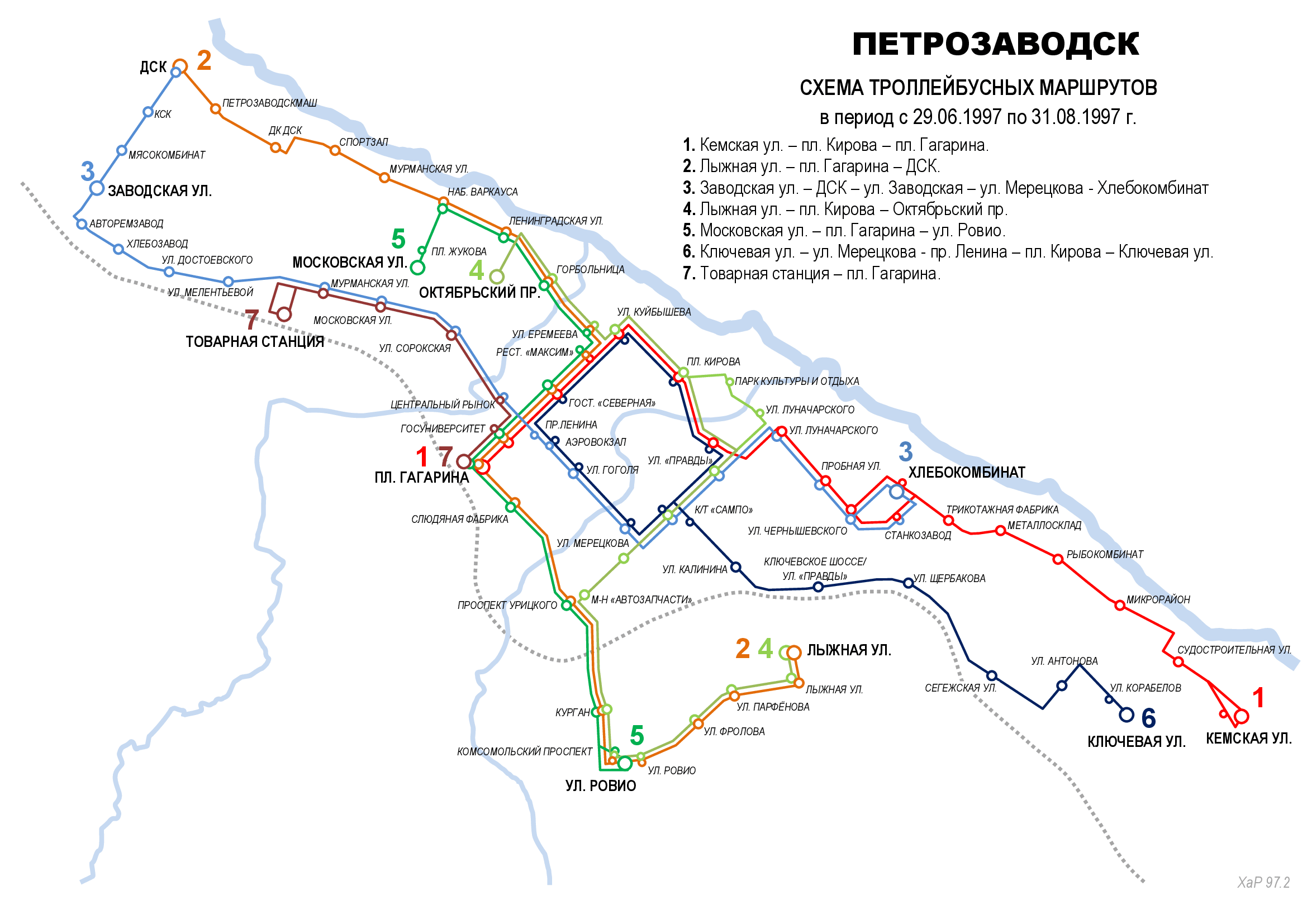 Петрозаводск — Исторические схемы маршрутов