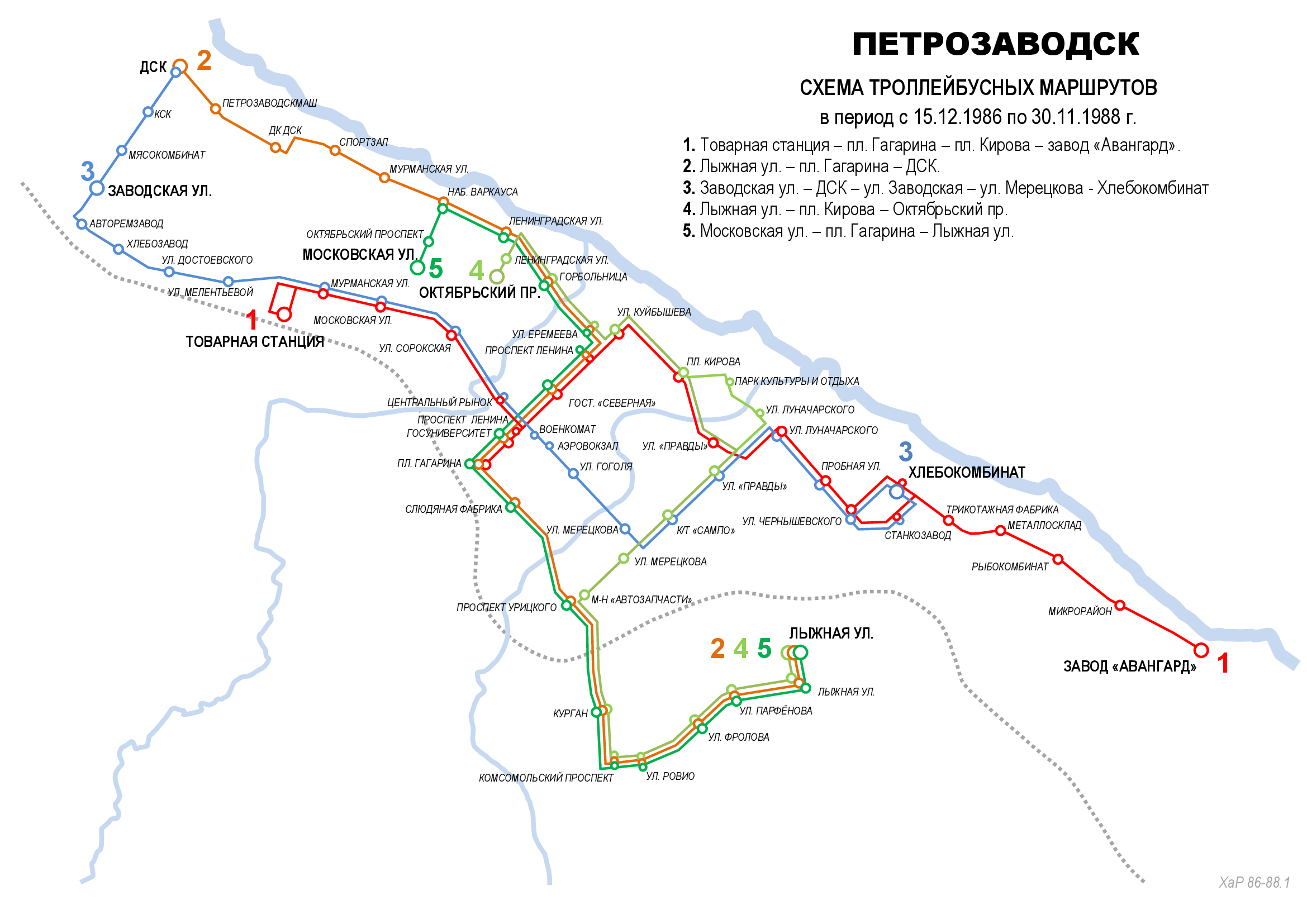 彼得羅札沃茨克 — Historical route diagrams
