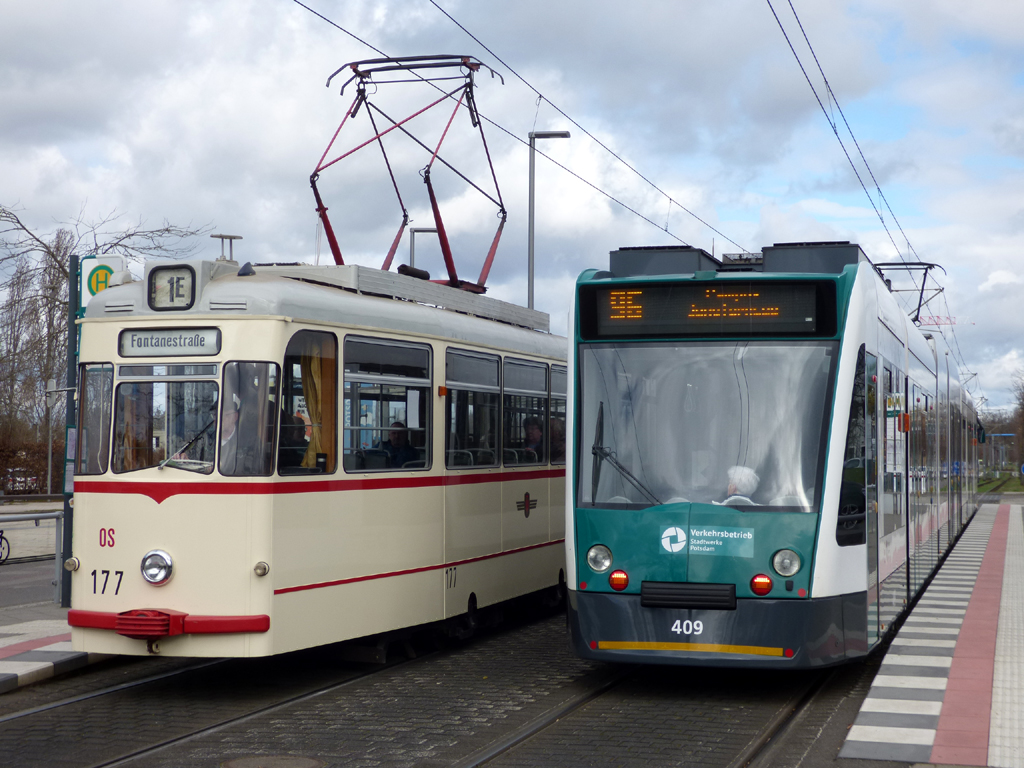 Потсдам, Siemens Combino XL № 409; Потсдам, Gotha G4-65 № 177