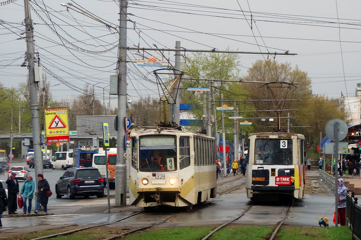 Саратов, 71-608КМ № 1328; Саратов, 71-605 (КТМ-5М3) № 1286