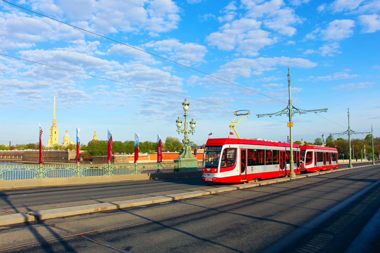 Санкт-Петербург, 71-623-03 № 3705; Санкт-Петербург — Мосты; Санкт-Петербург — Трамвайные линии и инфраструктура