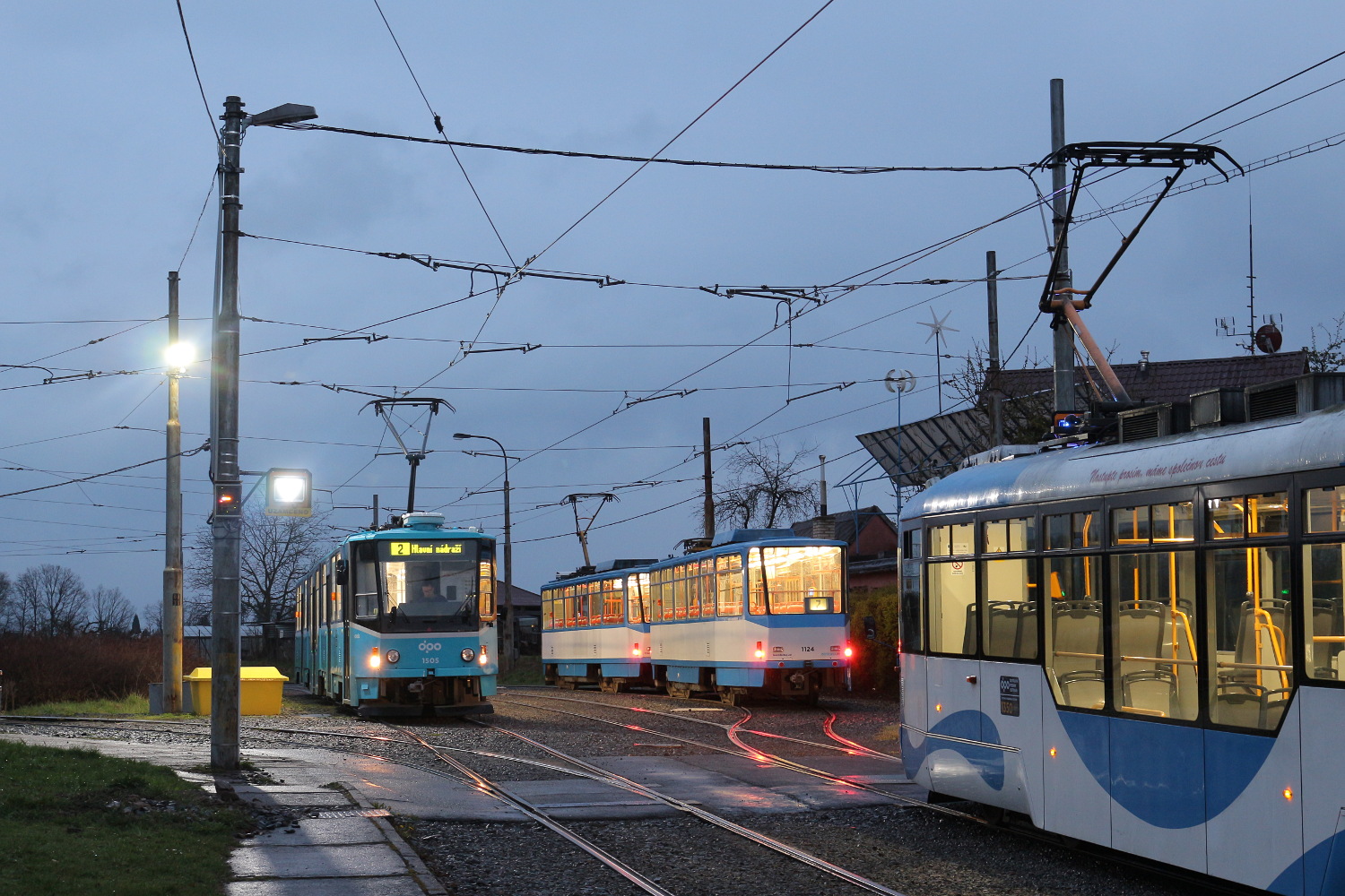 Острава, Tatra KT8D5R.N1 № 1505; Острава, Tatra T6A5 № 1124; Острава, Vario LFR.E № 1350