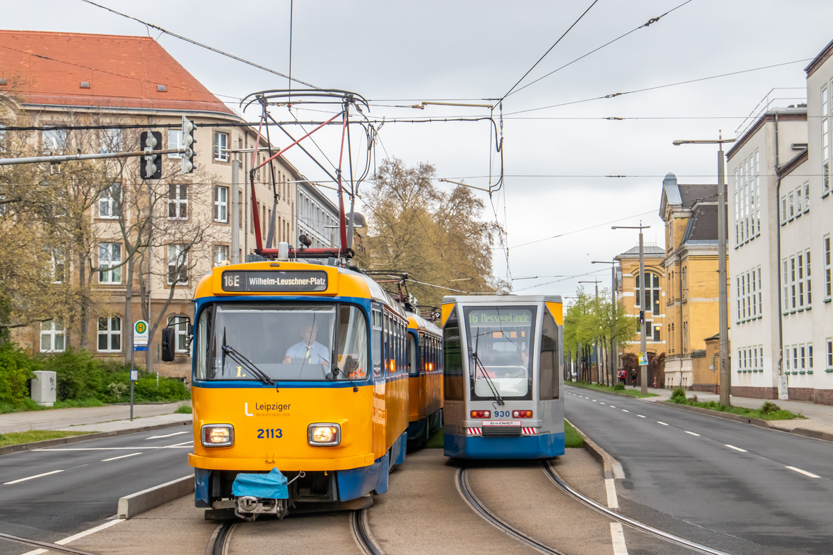 Лейпциг, Tatra T4D-M1 № 2113; Лейпциг, Bombardier NB4 № 930