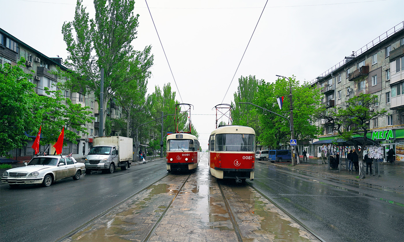Мариуполь, Tatra T3A № 0087 (739); Мариуполь, Tatra T3SUCS № 0099 (761)