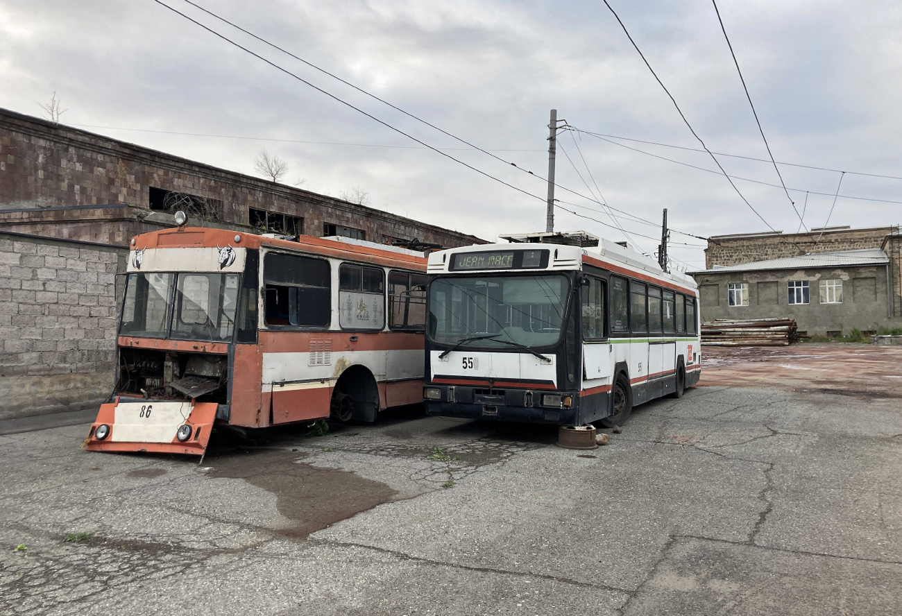 Erewań, Škoda 14Tr02/6 Nr 86; Erewań, Berliet ER100 Nr 55