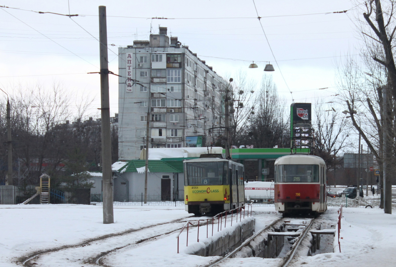 Charków, Tatra T6B5SU Nr 4551; Charków, T3-VPSt Nr 706; Charków — Route terminals Charków, Tatra T6B5SU Nr 4551; Charków, T3-VPSt Nr 706; Charków — Route terminals