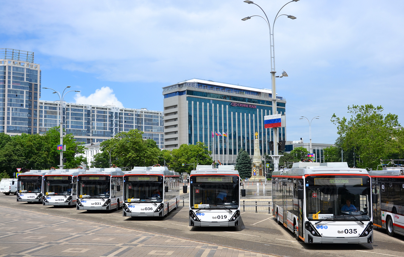 Краснодар, БКМ 32100D «Ольгерд» № 036; Краснодар, БКМ 32100D «Ольгерд» № 019; Краснодар, БКМ 32100D «Ольгерд» № 035; Краснодар — Презентация новых троллейбусов БКМ 32100D «Ольгерд»