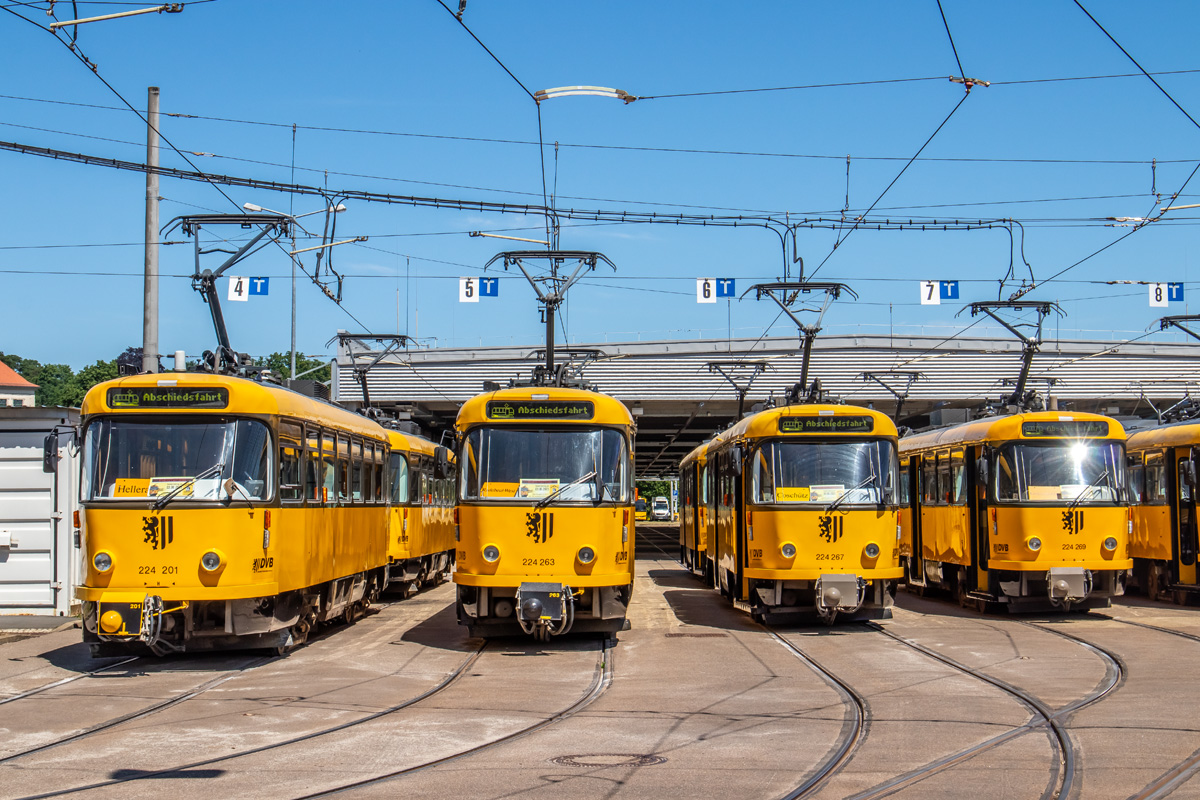Дрезден, Tatra T4D-MT № 224 201 (201 317); Дрезден, Tatra T4D-MT № 224 263; Дрезден, Tatra T4D-MT № 224 267; Дрезден — Окончательное прощание с вагонами Татра после 56 лет службы (03.06.2023)
