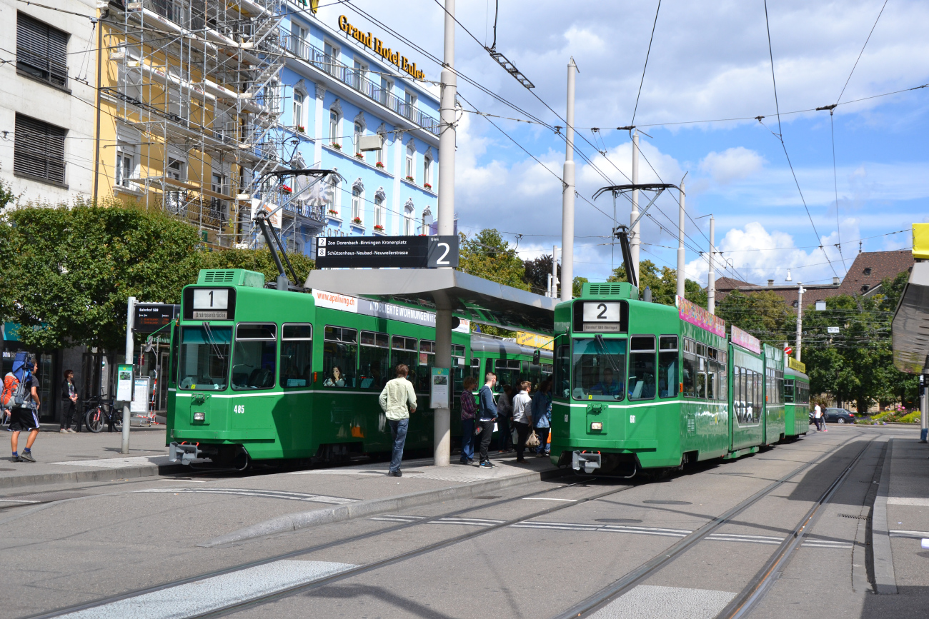 Базель, Schindler/SIG/BBC Be 4/4 № 485; Базель, Schindler/Siemens Be 4/6 S № 681