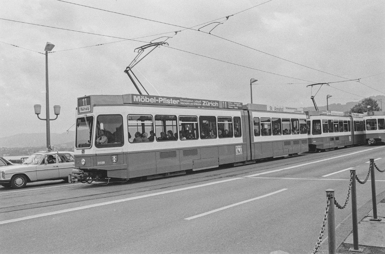 Zurich, SWS/SWP/BBC Be 4/6 "Tram 2000" № 2038