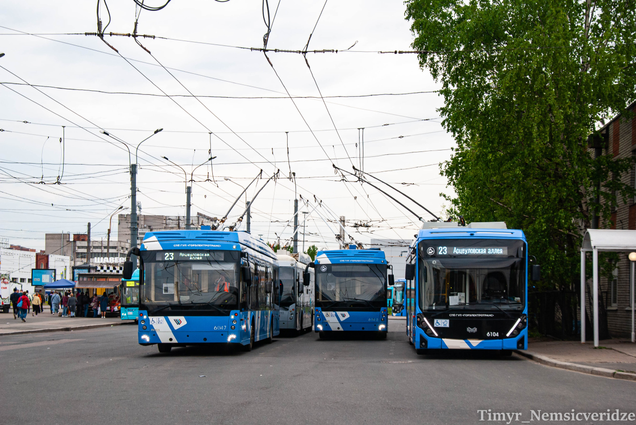 Санкт-Петербург, Тролза-5265.08 «Мегаполис» № 6047; Санкт-Петербург, Тролза-5265.08 «Мегаполис» № 6040; Санкт-Петербург, БКМ 32100D «Ольгерд» № 6104