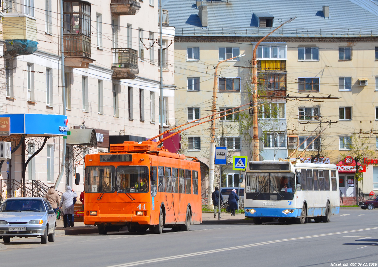 Kostroma, Trolza-5275.05 “Optima” (KR MTrZ) № 44; Kostroma, ZiU-682G-016 (018) (mod. 2009) № 30