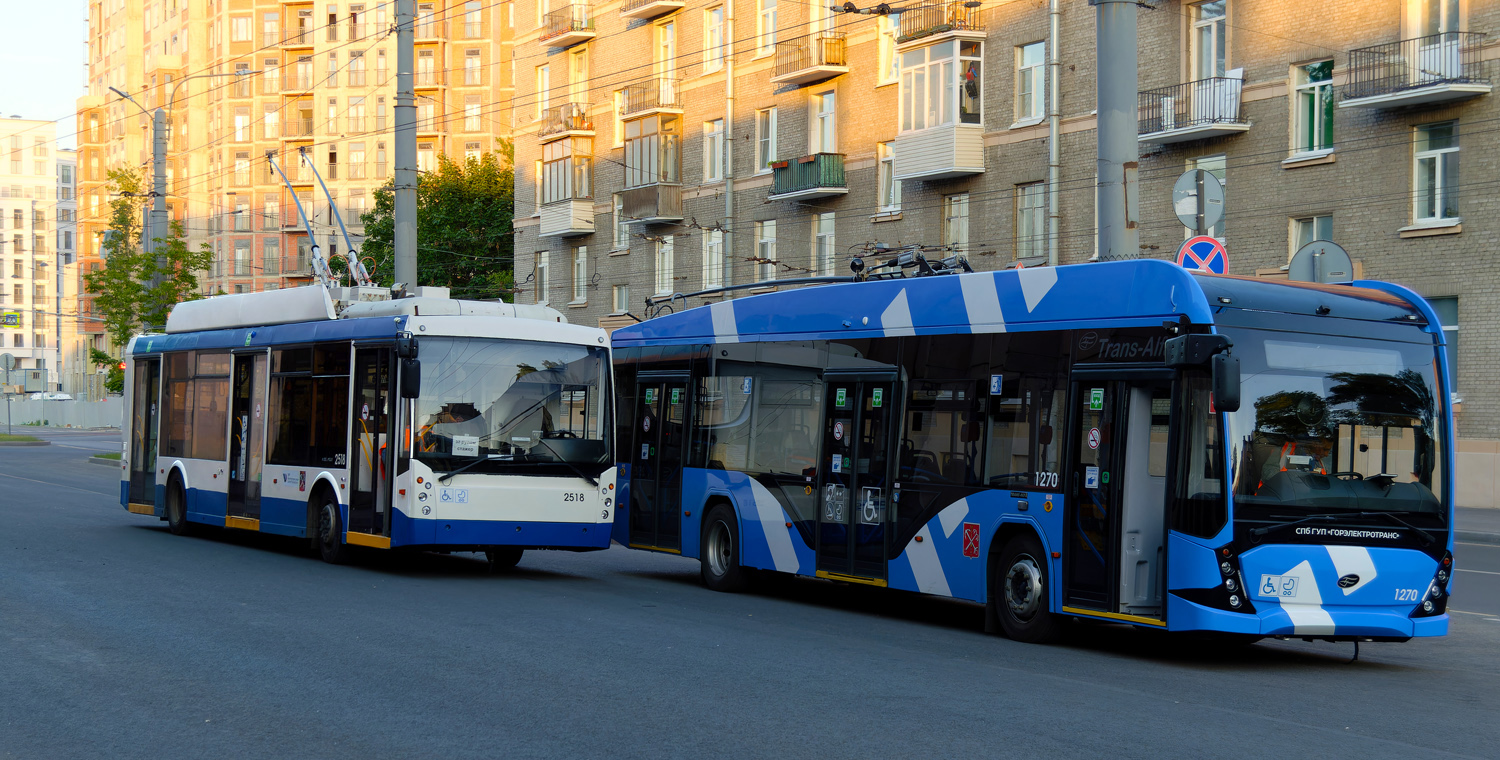 სანქტ-პეტერბურგი, Trolza-5265.00 “Megapolis” № 2518; სანქტ-პეტერბურგი, VMZ-5298.01 “Avangard” № 1270 სანქტ-პეტერბურგი, Trolza-5265.00 “Megapolis” № 2518; სანქტ-პეტერბურგი, VMZ-5298.01 “Avangard” № 1270