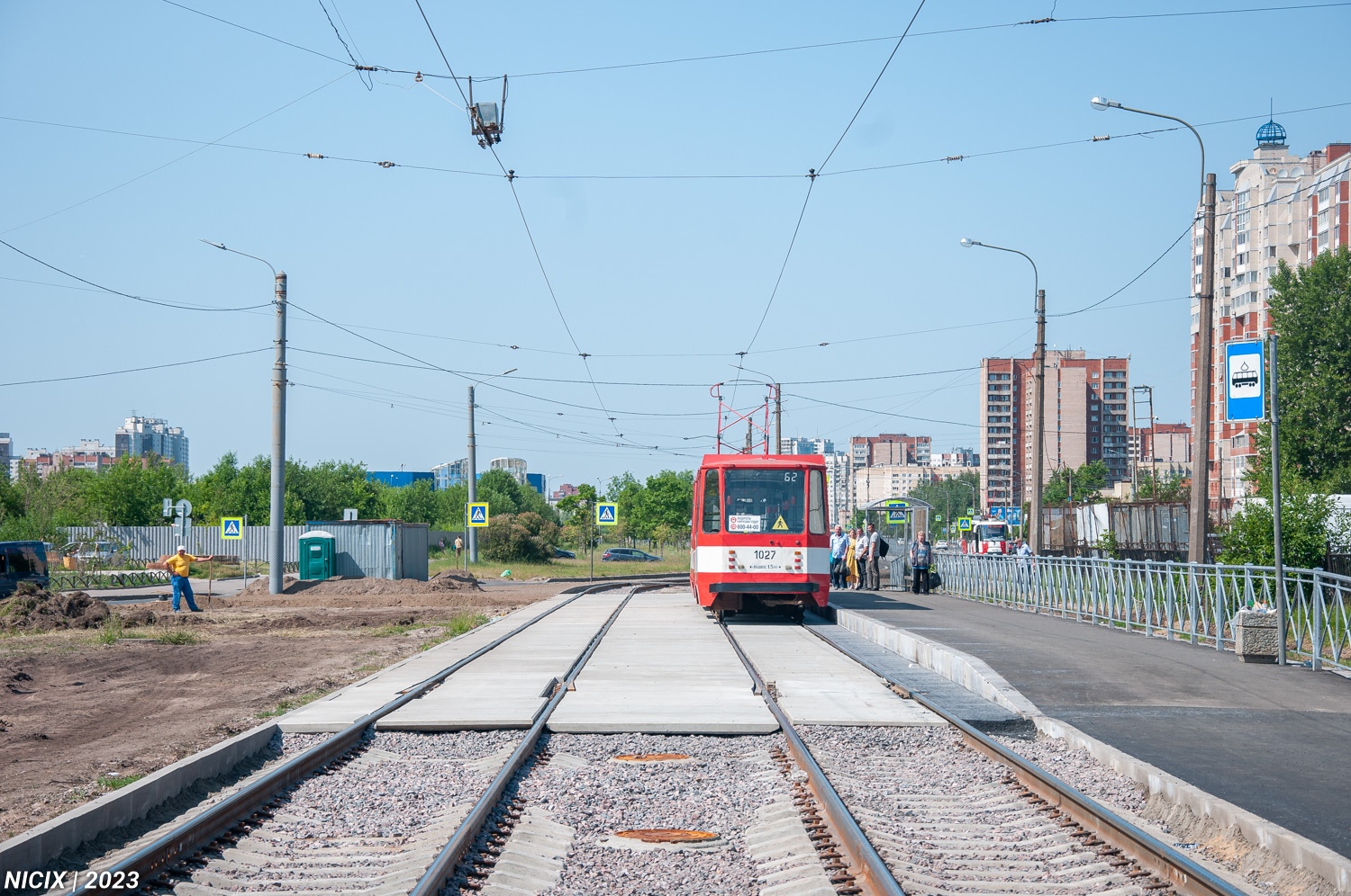 Санкт-Петербург, 71-147К (ЛВС-97К) № 1027; Санкт-Петербург — Ремонты; Санкт-Петербург — Трамвайные линии и инфраструктура