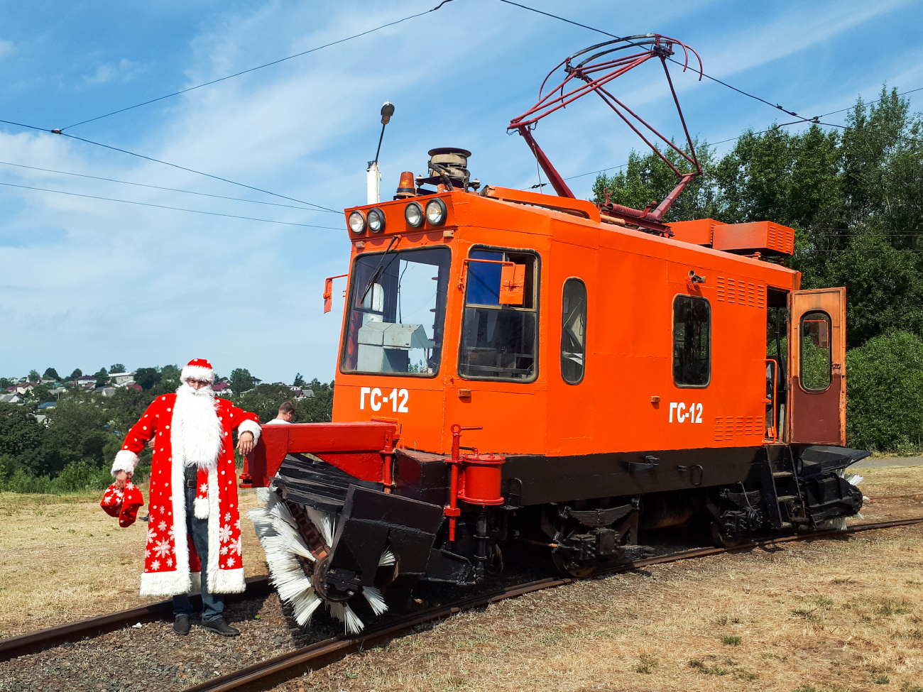 Vitebsk, VTK-01 № ГС-12; Electric transport employees; Vitebsk — Parade in honor of the 125th anniversary of the tram in Vitebsk