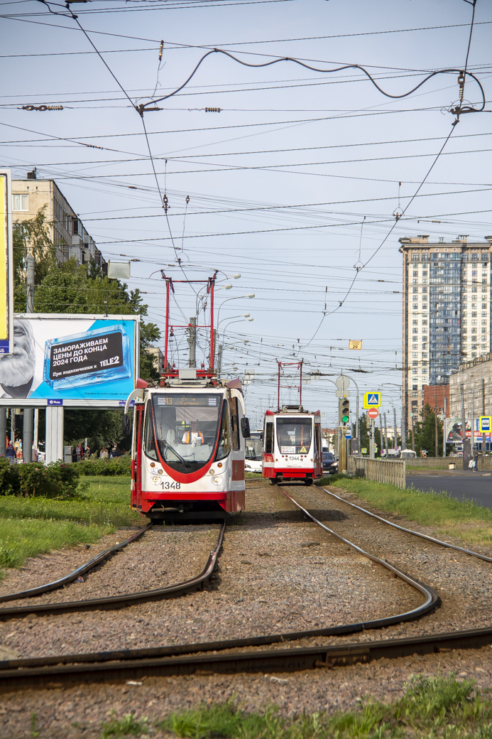 Санкт-Петербург, 71-134А (ЛМ-99АВН) № 1348; Санкт-Петербург, 71-134А (ЛМ-99АВН) № 1344; Санкт-Петербург — Трамвайные линии и инфраструктура Санкт-Петербург, 71-134А (ЛМ-99АВН) № 1348; Санкт-Петербург, 71-134А (ЛМ-99АВН) № 1344; Санкт-Петербург — Трамвайные линии и инфраструктура