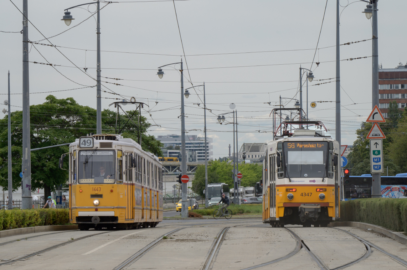Будапешт, Ganz CSMG2 № 1443; Будапешт, Tatra T5C5K2 № 4347