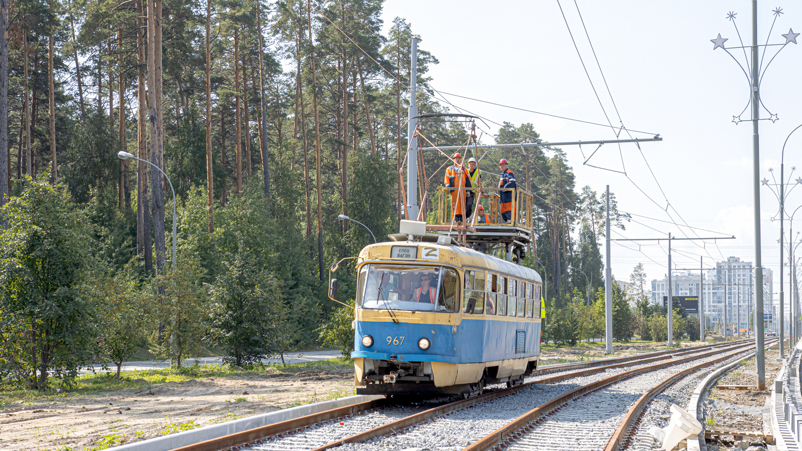 Jekaterinburg, Tatra T3SU (2-door) № 967; Jekaterinburg — The construction of a tram line to Akademichesky