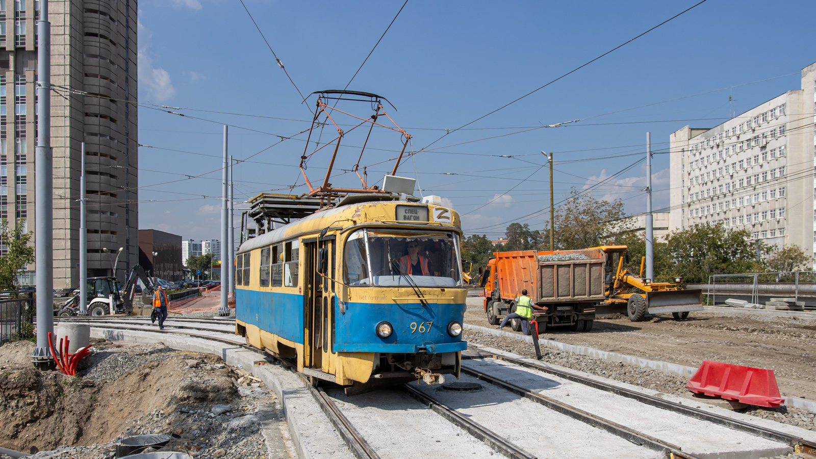 Jekaterinburg, Tatra T3SU (2-door) № 967; Jekaterinburg — The construction of a tram line to Akademichesky