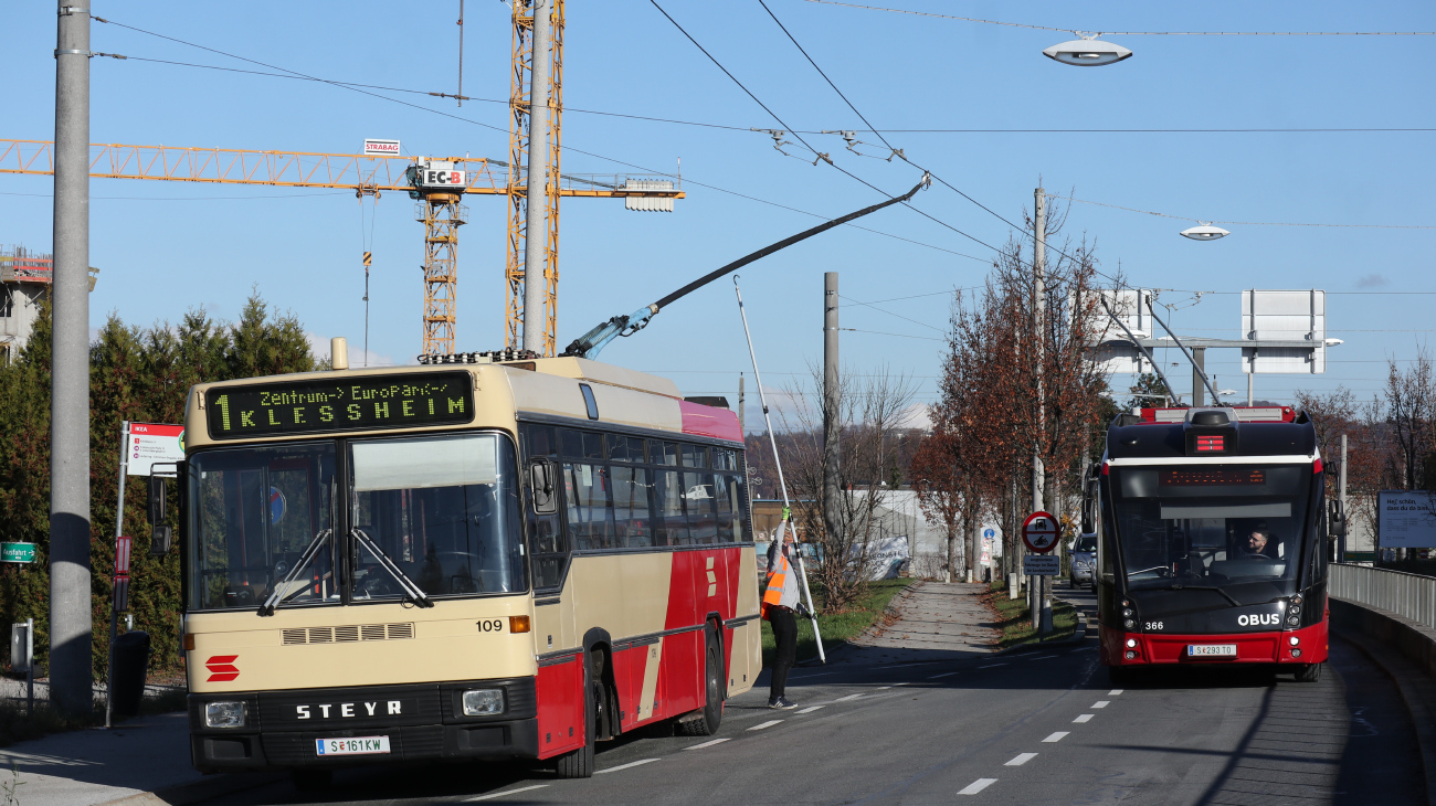 Зальцбург, Steyr STS 11 HU № 109; Зальцбург, Solaris Trollino III 18 AC MetroStyle № 366