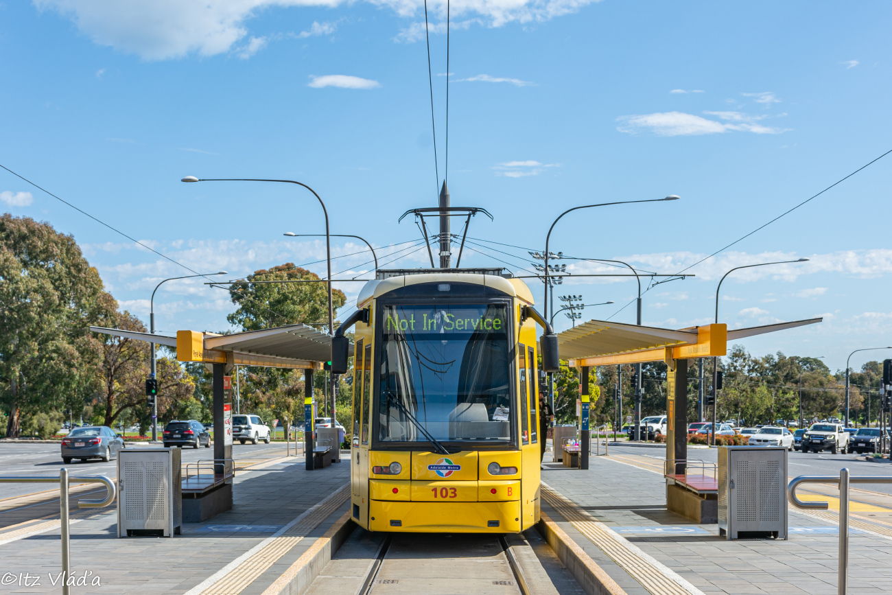 Аделаида, Bombardier Flexity Classic № 103; Аделаида — Забастовка водителей трамваев — 25.08.2023; Аделаида — Остановки