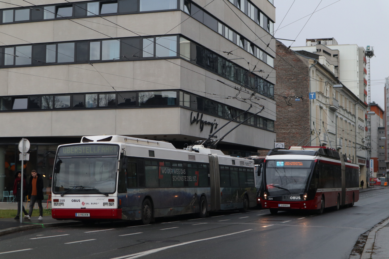 Зальцбург, Van Hool AG 300T № 288; Зальцбург, Solaris Trollino III 18 AC MetroStyle № 325