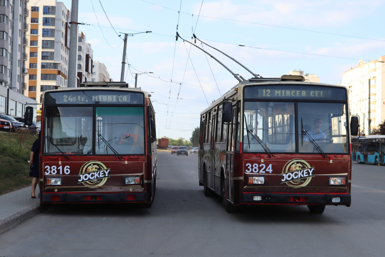 Кишинёв, Škoda 14TrDT/6M № 3816; Кишинёв, Škoda 14TrDT/6M № 3824
