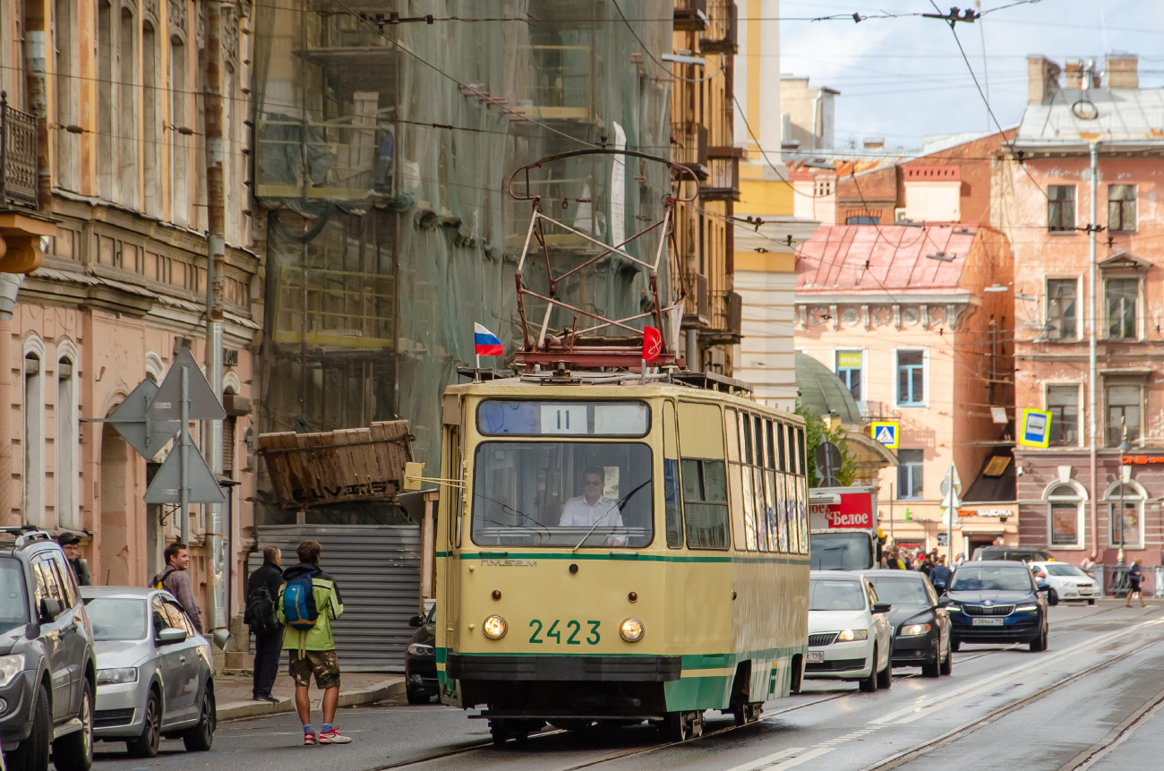 Санкт-Петербург, ЛМ-68М № 2423; Санкт-Петербург — Парад в честь 116-летия Петербургского трамвая — 01.10.2023