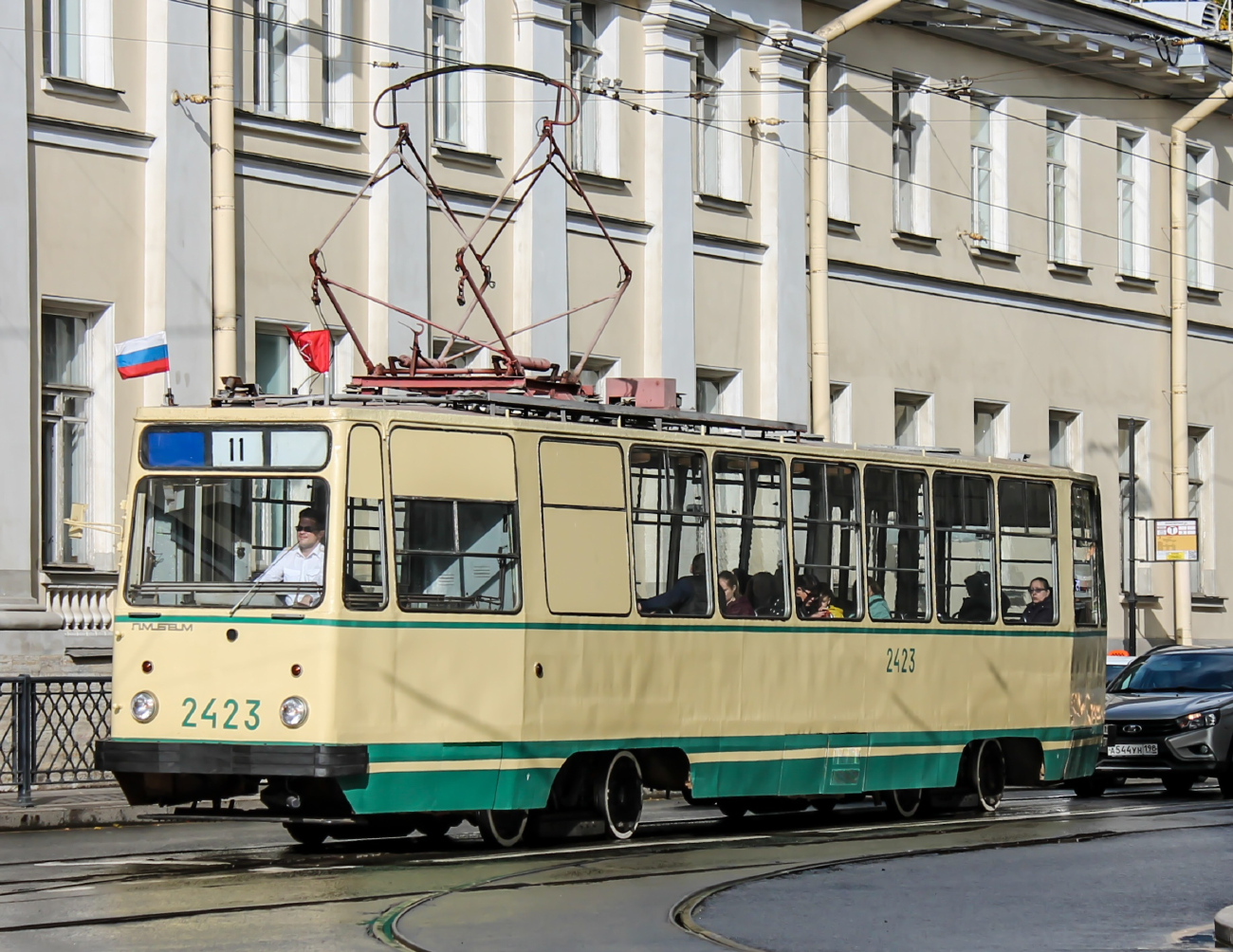Санкт-Петербург, ЛМ-68М № 2423; Санкт-Петербург — Парад в честь 116-летия Петербургского трамвая — 01.10.2023