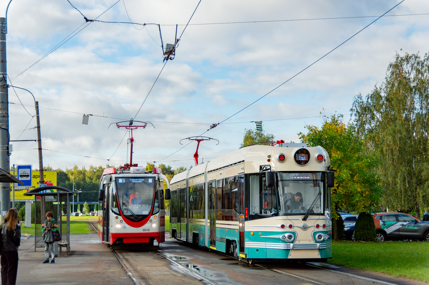 Санкт-Петербург, 71-134А (ЛМ-99АВН) № 0510; Санкт-Петербург, 71-431Р «Достоевский» № 3100; Санкт-Петербург — Новые трамвайные вагоны