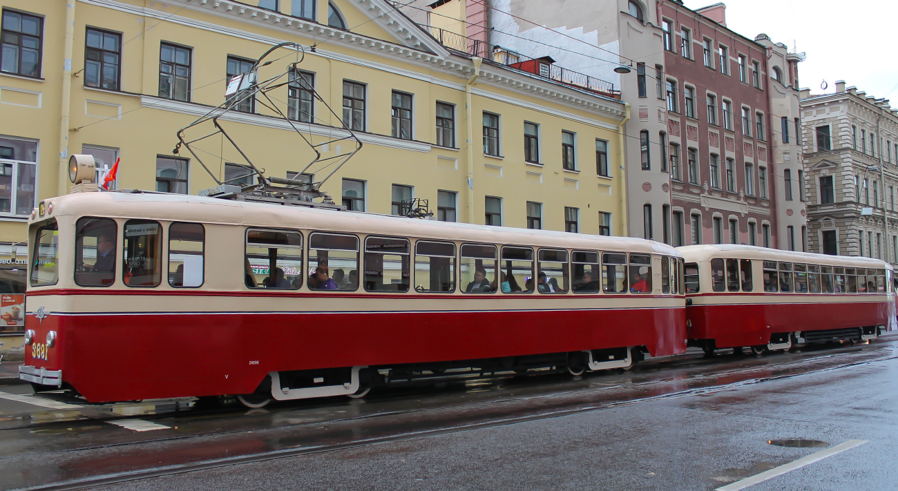 Pietari, LM-49 # 3691; Pietari — Parade in honor of the 116th anniversary of the St. Petersburg tram — 01.10.2023