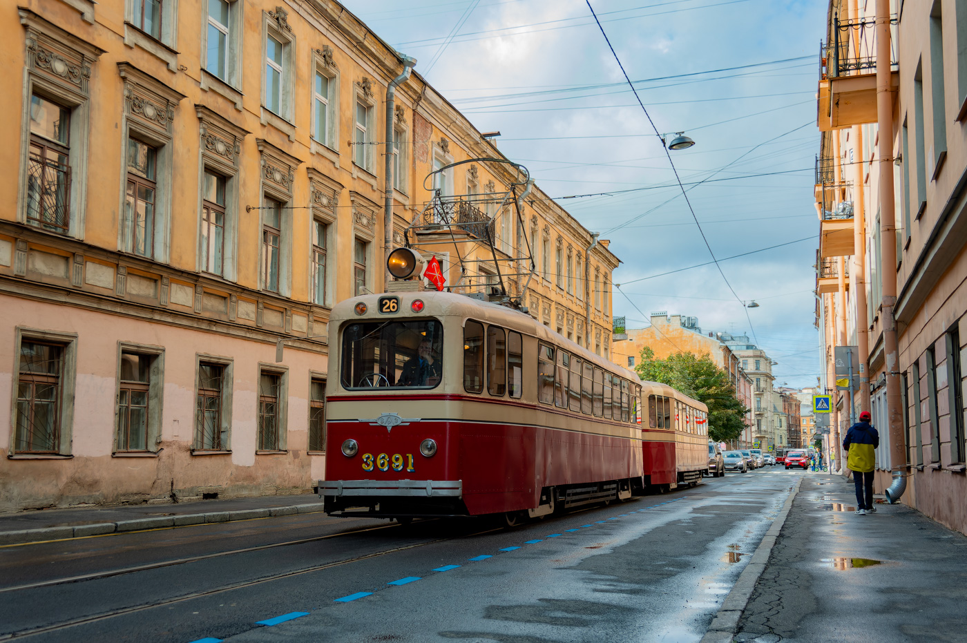 Saint-Petersburg, LM-49 Br. 3691; Saint-Petersburg — Parade in honor of the 116th anniversary of the St. Petersburg tram — 01.10.2023