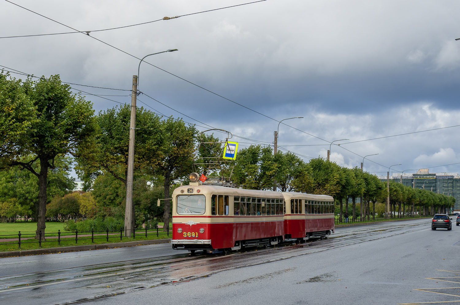 Санкт-Петербург, ЛМ-49 № 3691; Санкт-Петербург — Парад в честь 116-летия Петербургского трамвая — 01.10.2023