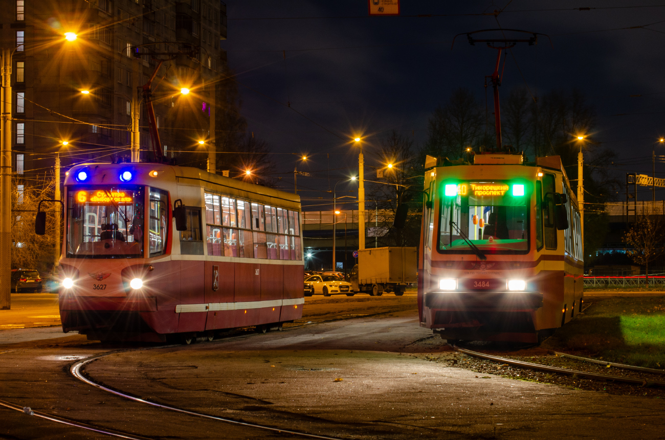 Санкт-Петербург, ЛМ-68М2 (мод. СПб ГЭТ) № 3627; Санкт-Петербург, ЛВС-86М2 № 3484