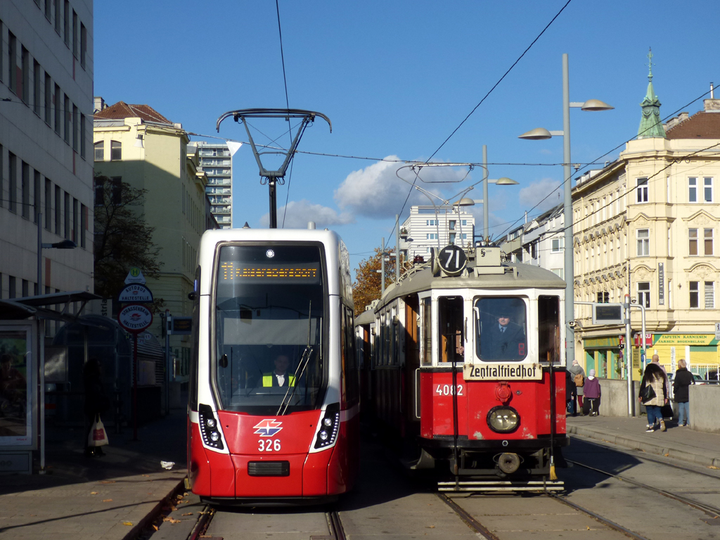 Vienna, Bombardier Flexity Wien (Type D) № 326; Vienna, Lohner Type M № 4082; Vienna — 254. VEF-Sonderfahrt — 12.11.2023.