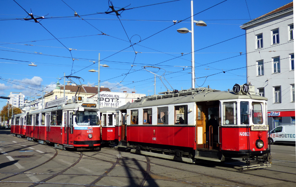 Вена, SGP Type E2 № 4001; Вена, Lohner Type M № 4082; Вена — 254. поездка VEF — 12.11.2023.