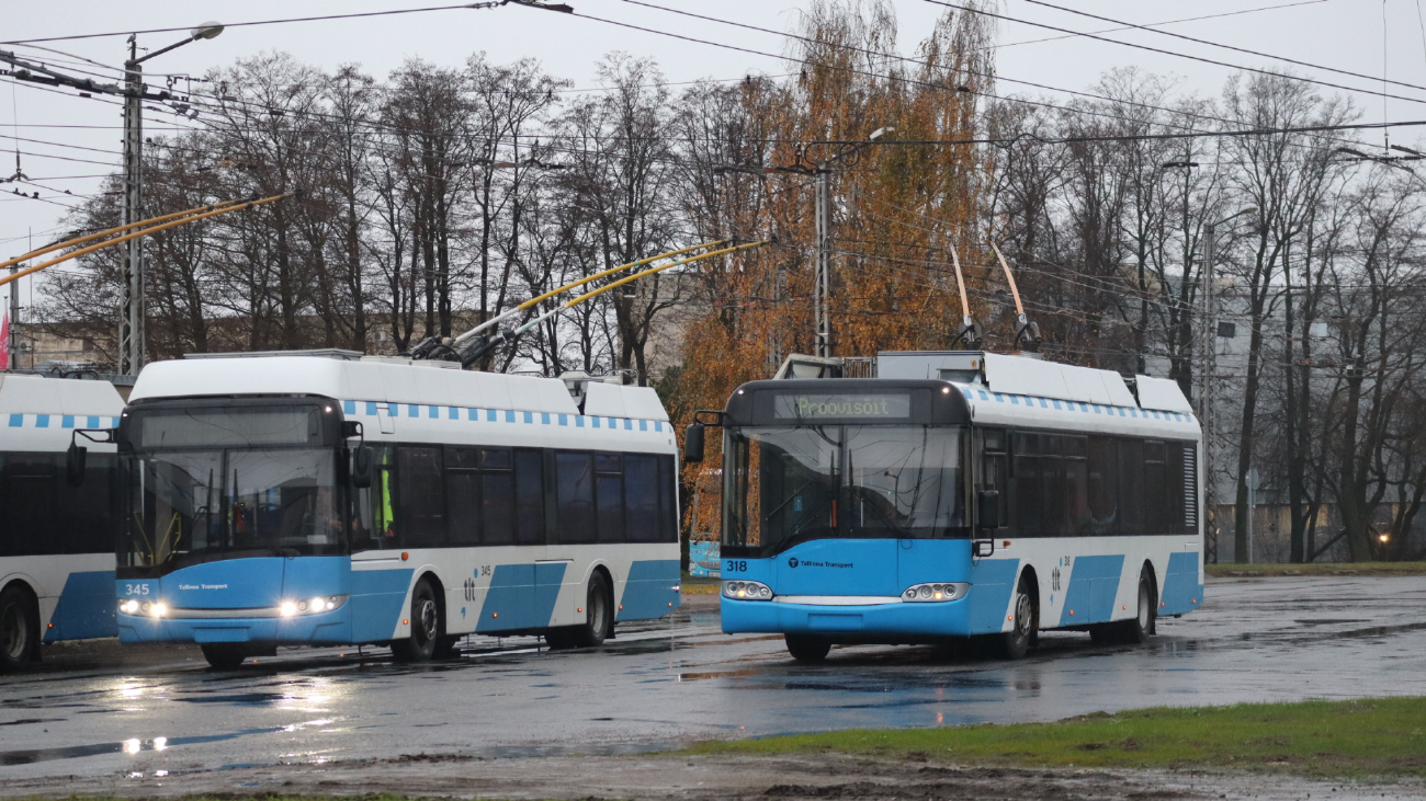Таллин, Solaris Trollino III 12 AC № 345; Таллин, Solaris Trollino II 12 Ganz № 318