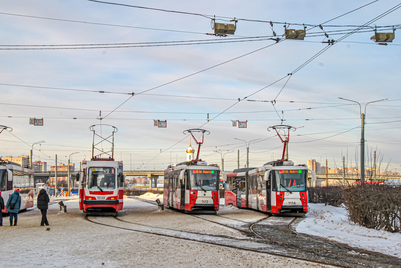 Санкт-Петербург, 71-147К (ЛВС-97К) № 1030; Санкт-Петербург, 71-153 (ЛМ-2008) № 1412; Санкт-Петербург, 71-152 (ЛВС-2005) № 1114 Санкт-Петербург, 71-147К (ЛВС-97К) № 1030; Санкт-Петербург, 71-153 (ЛМ-2008) № 1412; Санкт-Петербург, 71-152 (ЛВС-2005) № 1114