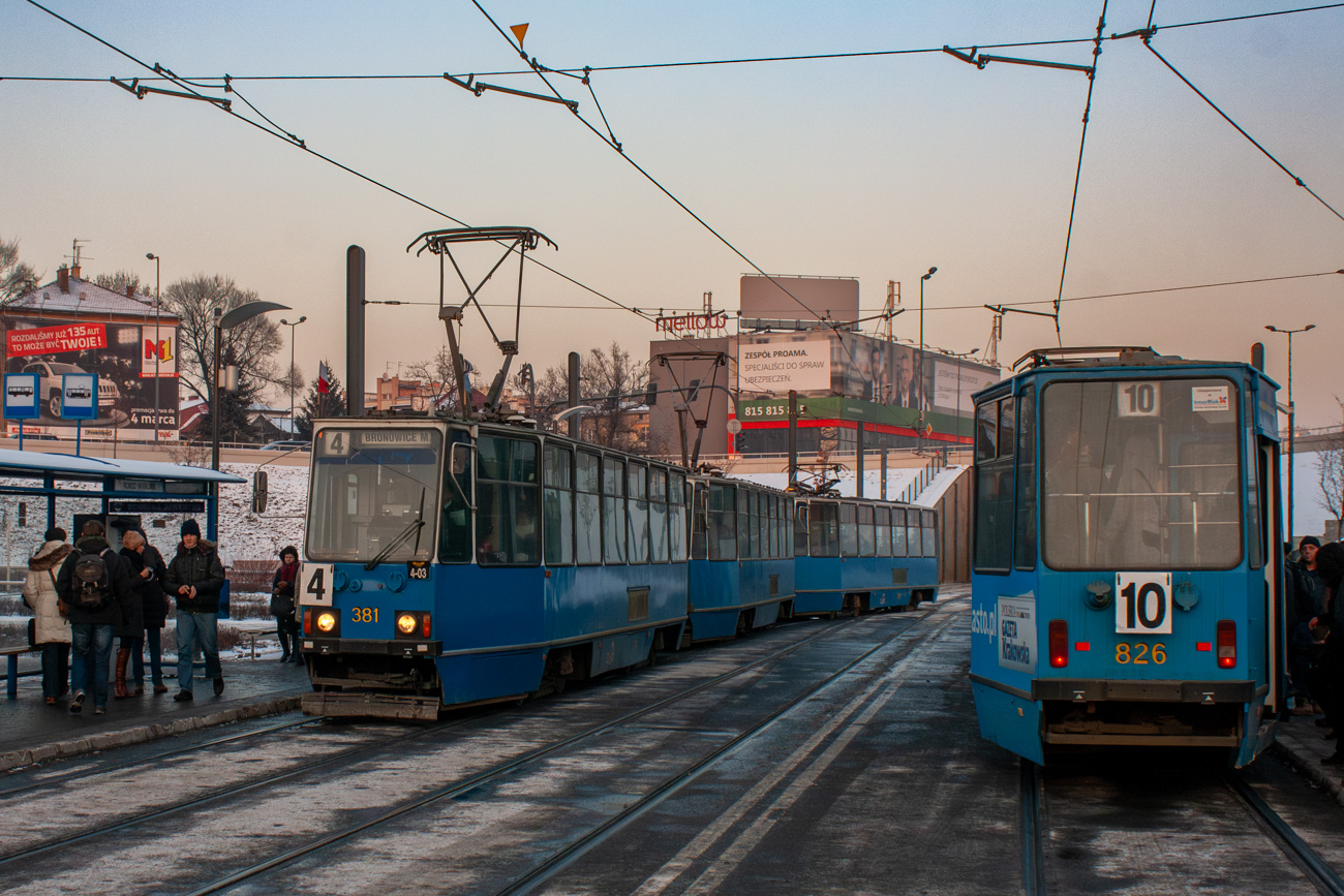 Краков, Konstal 105Na № 381; Краков, Konstal 105Na № 826