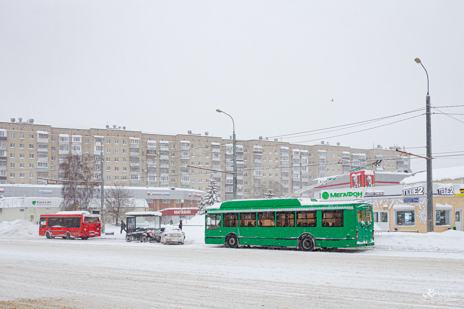 Казань, Тролза-5275.03 «Оптима» № 1464; Казань — Погодные катаклизмы Казань, Тролза-5275.03 «Оптима» № 1464; Казань — Погодные катаклизмы