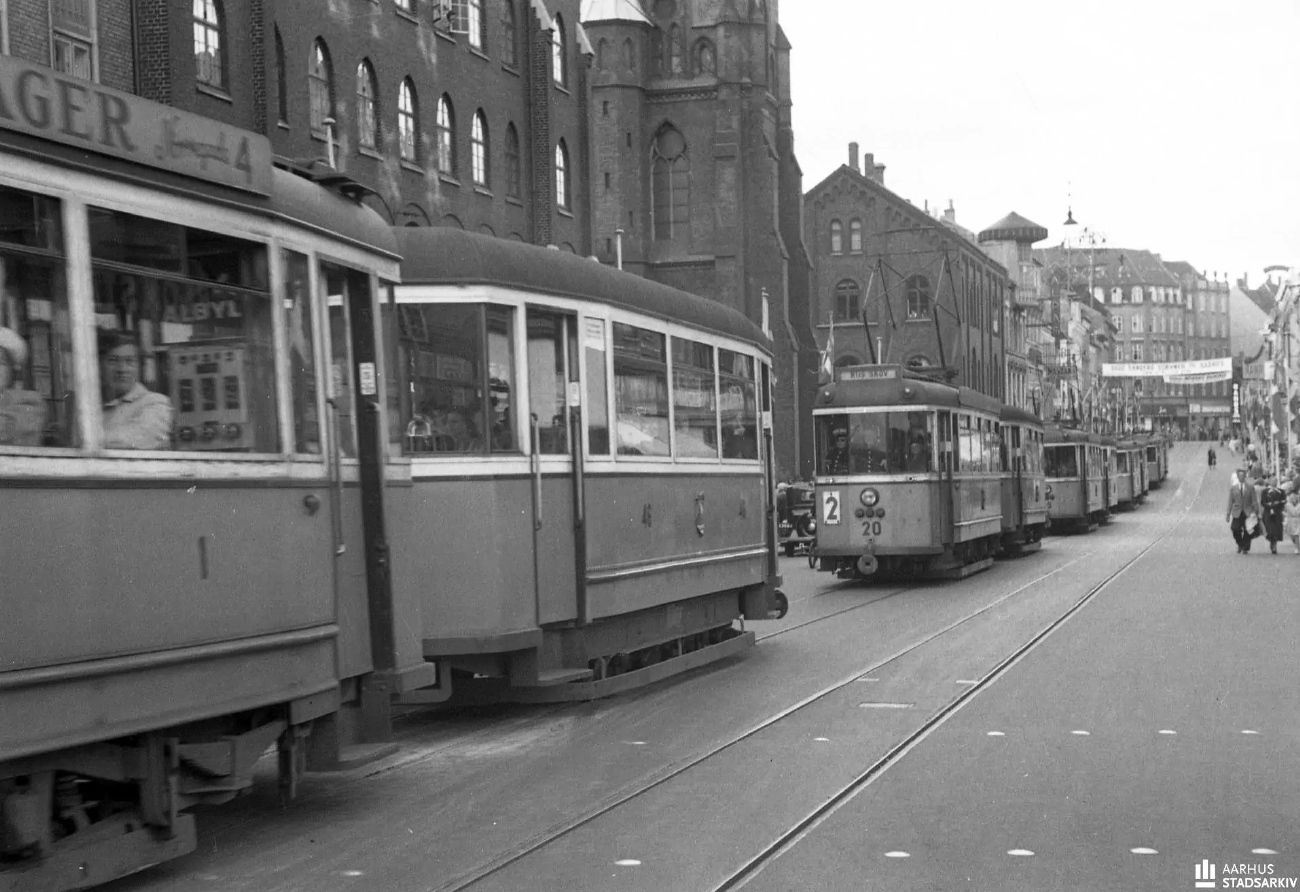 Орхус, Двухосный моторный KS № 1; Орхус, Двухосный прицепной Scandia № 48; Орхус, Двухосный моторный Scandia № 20; Орхус, Двухосный моторный Scandia № 19; Орхус — Старые фотографии