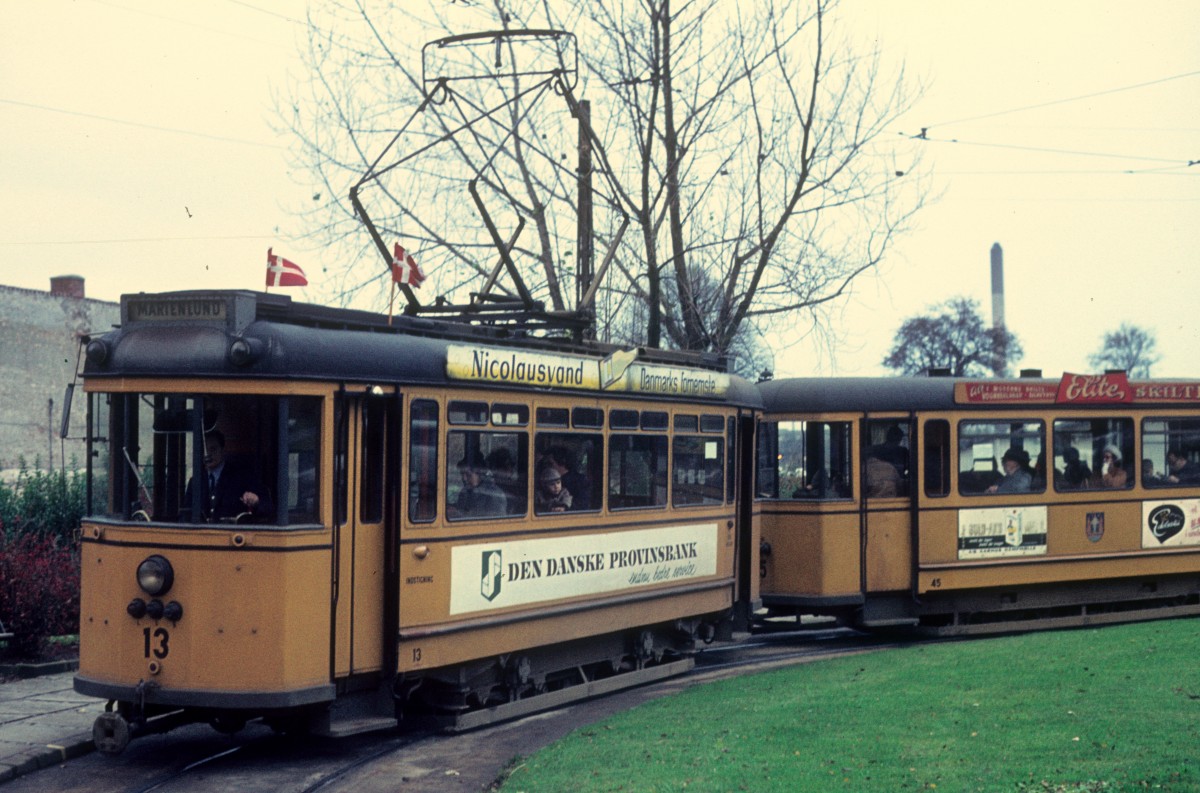 Aarhus, Scandia 2-axle motor car nr. 13; Aarhus, Scandia 2-axle trailer car nr. 45; Aarhus — Old Photos