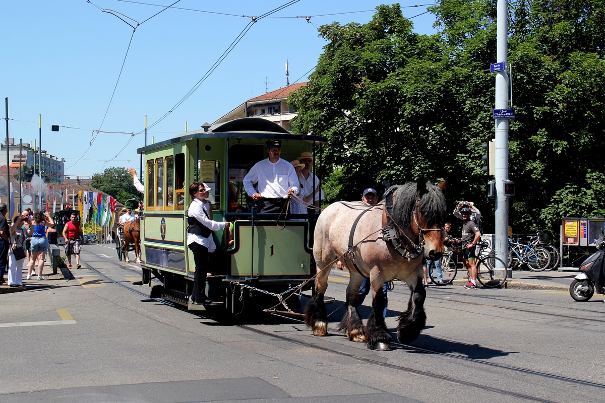 Невшатель, Конка № 1; Женева — 150 лет женевским трамваям Невшатель, Конка № 1; Женева — 150 лет женевским трамваям